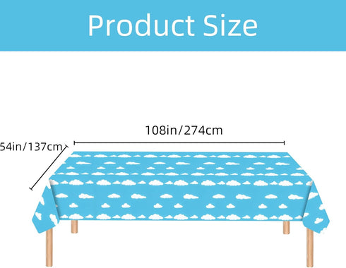 Uikeleexm 54 108 Inch(3 Blue Sky White Clouds Birthday Party Supplies Cartoon Story Tablecloth Party Table Cover