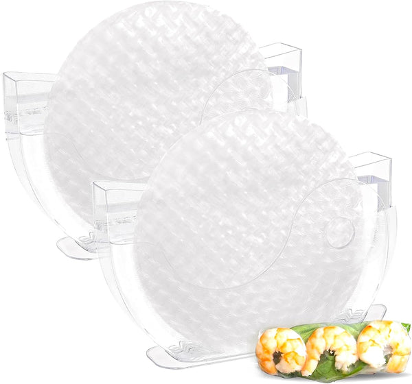 Rice Paper Water Bowl Dipper, Spring Roll Maker - 2 Pack for Rice Paper Wrappers with Side Pocket