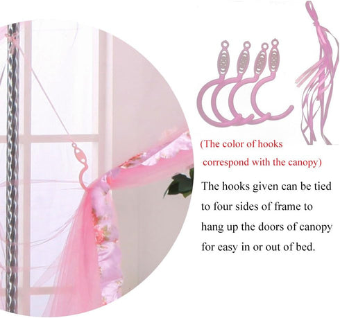 Twin Canopy Bed Curtains, 4 Corner Canopy for Beds, Twin Size, Purple, Bedroom Home Decor