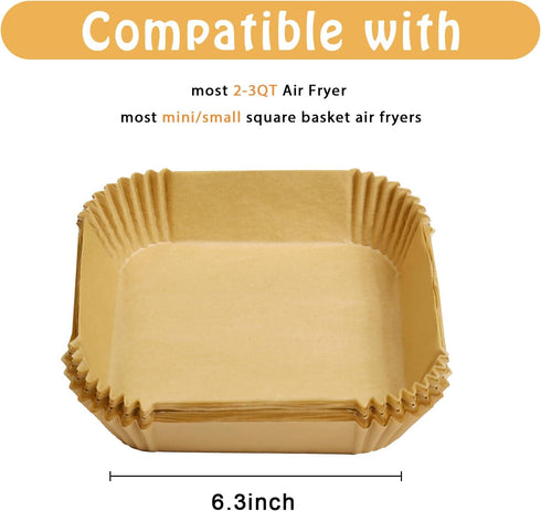 150 Pack Square Mini Air Fryer Liners for 2qt Air Fryer by SIUDANGKA