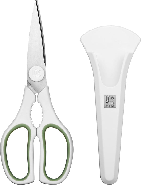 Linoroso Kitchen Scissors All Purpose Kitchen Shears with Magnetic Holder, Soft Grip