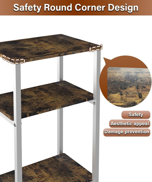 Tigerden 3 Tier Side Table, Heavy Duty End Table with Shelves, Narrow Nightstand Table for Small Spaces, Record Player