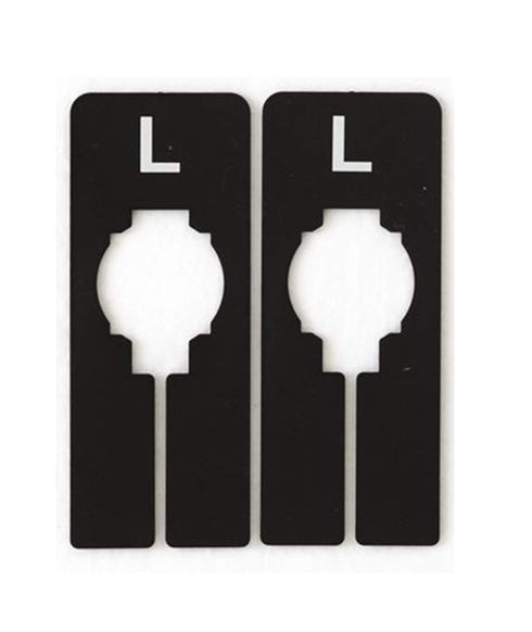 NAHANCO QSDBWKIT2 Black Rectangular Clothing Size Dividers with White Print for XS-XL, Kit of 25