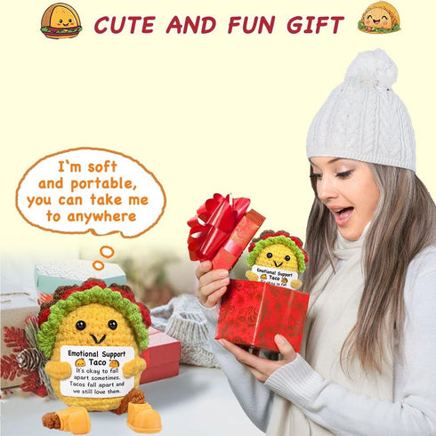 AicooFest Positive Crochet Taco Emotional Support Taco Plush Mothers Day Graduation Teacher Appreciation Nurses Week