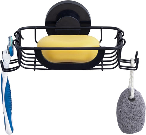 Soap Dish, Soap Bar Holder for Shower Suction Cup with 4 Hooks