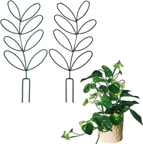 2Pack Indoor Plant Trellis Metal Wire Garden Trellis Small Climbing Leaf Shape