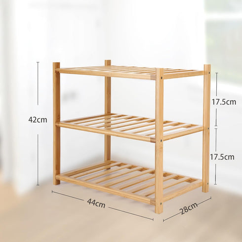 3 (3 Small Shoe Rack, Multipurpose Tier Shoe Organizers RackSmall Bamboo Shelfs for Shoes, Plants, Books, Living Room