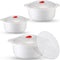 Microwave Bowls with Lids - 3 Pieces Assorted Sizes, Soup Bowl with Lid and Steam Rack, Dishwasher Safe Dishes