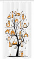 Ambesonne Cat Lover Stall Shower Curtain - Pet Family Tree Birds Crowd Fluffy Nature Art, 36" W x 72" L