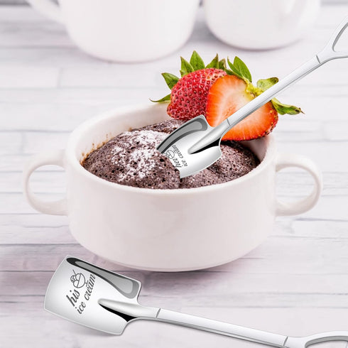 PRSTENLY 2 Pcs His and Hers Ice Cream Spoons, Gifts for Couples, Boyfriend Girlfriend Anniversary, Birthday, Valentines