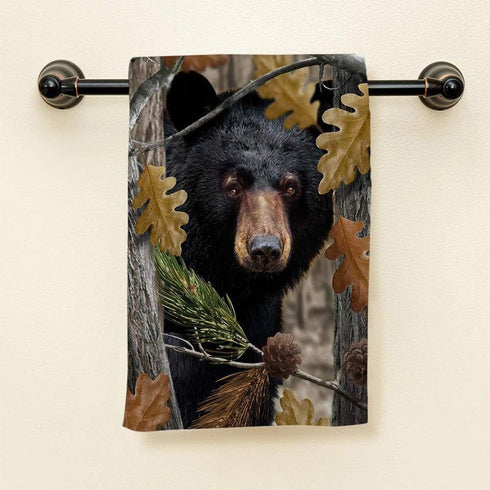 HGOD DESIGNS Bear Towels, Autumn Black Bear Family Cotton Soft Bath & Kitchen Spa Towels, 15'X30'
