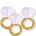 Bridal Shower Decoration Set of 6, Engagement Party Supplies, Glitter Gold Honeycomb Ring Hanging Decorations