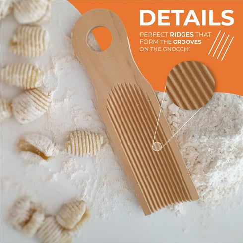 Unique Curved Gnocchi Board Paddle, Perfect Ridges for Handmaking Italian Gnocchi Pasta, Easy to Use and Clean