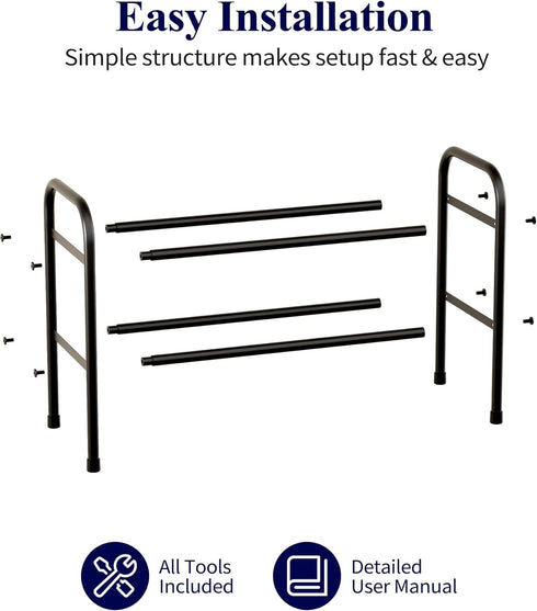2-Tier Closet, 17.5"32.6" 9.1" 15.4", Kitsure Extendable Shoe Rack - Adjustable Metal Shoe Organizer, Sturdy