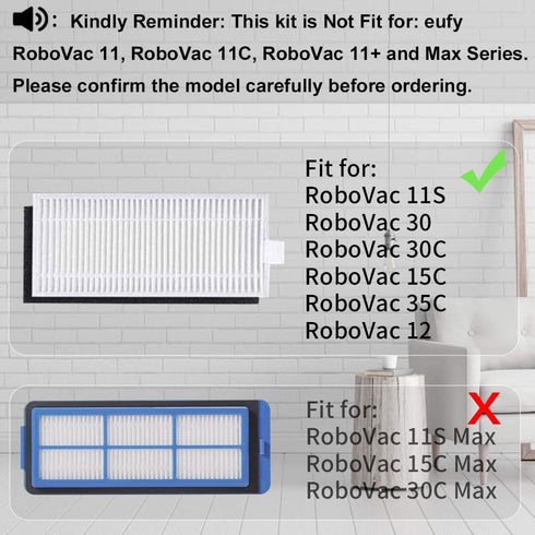 Eufy Replacement Parts Kit for RoboVac 11S, 30, 30C, 15C, 12, 35C - Accessory Kit