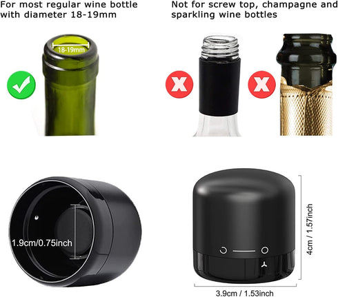 Wine Bottle Stopper 2 Pack with Twist Lock, Silicone Reusable Wine Sealer, Leak Proof Wine Toppers for Easy Storage,