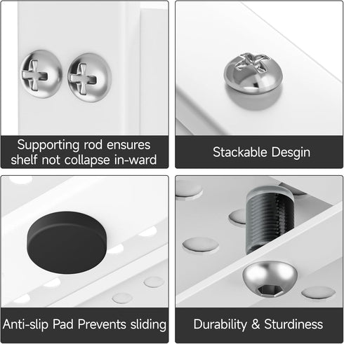 2Pack Countertop Expandable Cabinet Shelf Organizers, Stackable Metal Shelves Extender for Kitchen Storage, Adjustable