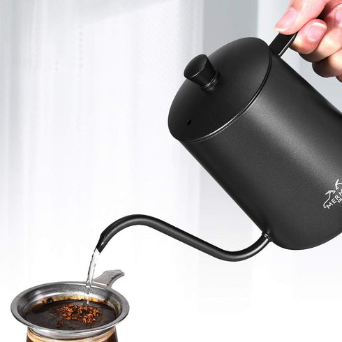 MERMOO YILAN 21oz Gooseneck Coffee Kettle, 600ml Stainless Steel Pour Over Drip Pot for Tea & Coffee (Silver)