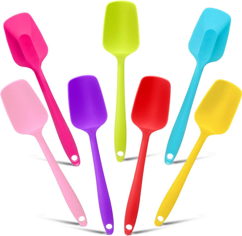 Patelai 7 Pieces Silicone Spatulas, 8.2 Inch Small Rubber Spoon Non Stick Kitchen Tools for Cooking and Baking