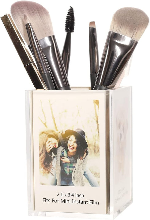 Polaroid Frame for Photos, 2 Pack Instax Mini 4-Side Desk Photo Frame Holder for Fujifilm Film, Makeup Organizer