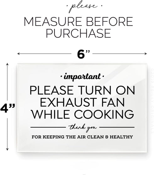 4x6 Inches, Please Turn Exhaust Fan On While Cooking ~ Designer Sign ~ Premium Finish, Durable
