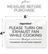 4x6 Inches, Please Turn Exhaust Fan On While Cooking ~ Designer Sign ~ Premium Finish, Durable
