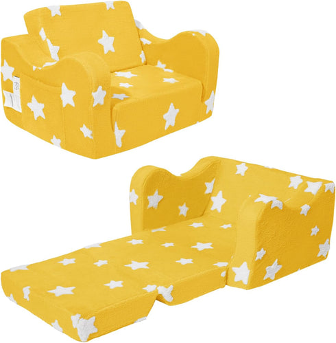 KokoSelene Toddler Couch, Kids Couch for Toddler Fold Out, 2-in-1 Convertible Kid