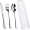 4PCS Premium Travel Utensils Set with Case, Stainless Steel Portable Cutlery Set for Lunch Box (Silver)