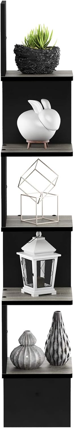 5-Tier Furinno ROSSI Corner Floating Shelves for Wall, Corner Square Wall Shelf, S-shape Radial Floating Book Shelf