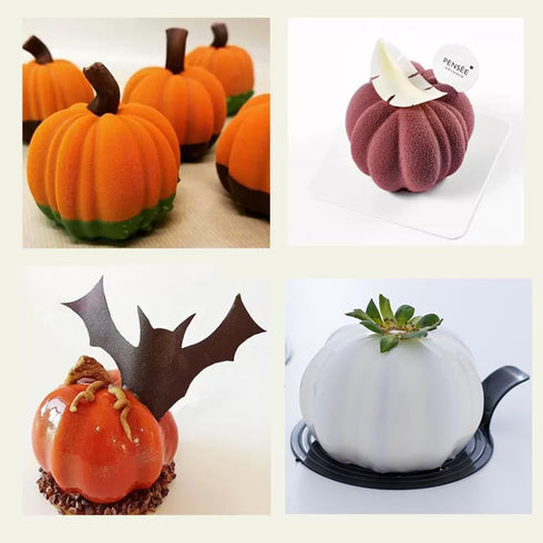 Pumpkin Silicone Mold, 6 Cavities Cupcake Baking Pan, Mousse Tray for Halloween Cake Decoration