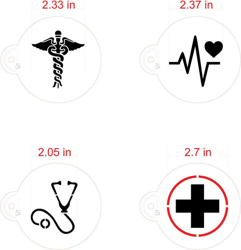 Medical Symbols Cookie Stencil Set C992 by Designer Stencils Beige/Semi-Transparent, 2.5 x 2.5