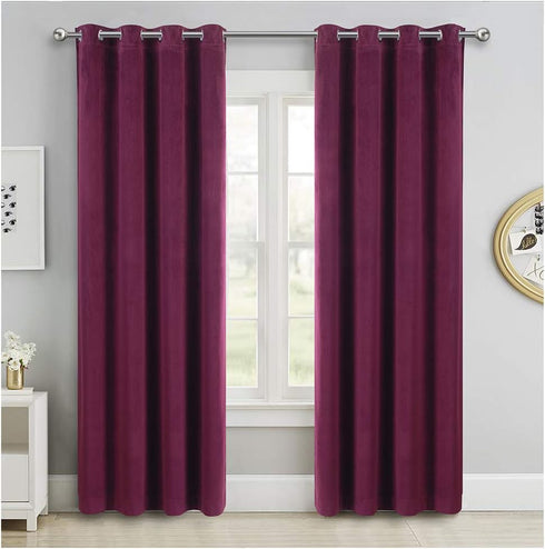 SINGINGLORY Luxury Velvet Curtains 96 Inches Long,Super Soft Room Darkening Thermal Insulated