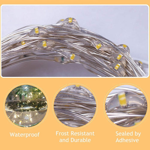 Twinkle Star 33FT 100 LED Silver Wire String Lights, Green Battery Operated Fairy Lights for Christmas Wedding Party