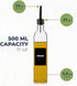 Mlle Label Set 500ml Set 4 Olive Oil & Vinegar Dispenser Bottle with Stainless Steel Pourer, Funnel & Labels - Glass