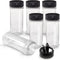 RoyalHouse 6 Pack 5.5 Oz Plastic Spice Jars with Black Cap, Clear, BPA Free, Made in USA