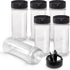 RoyalHouse 6 Pack 5.5 Oz Plastic Spice Jars with Black Cap, Clear, BPA Free, Made in USA