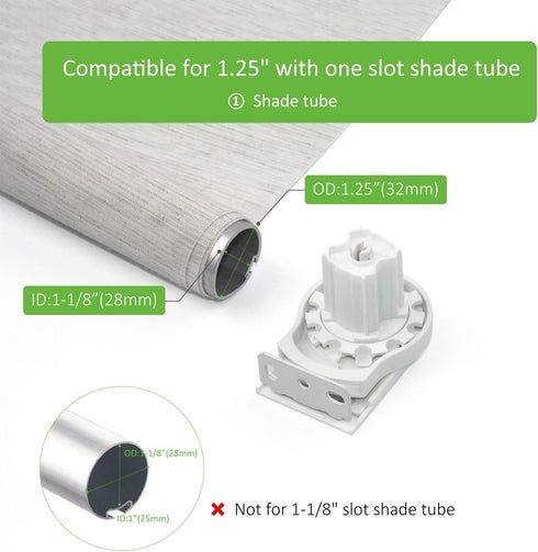Rollerhouses Roller Shade Brackets, Mechanism Clutch + Skyline Mounting Brackets + End Plug for 1 1/4" Tube