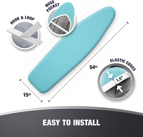 Ironing Board Cover with Heat Reflective Silicone Coating, Full Scorch Resistant Padding, Standard Size, Cotton