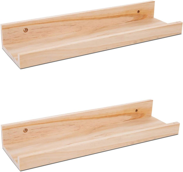 AZSKY Picture Ledge Shelf, Small Floating Shelves Set of 2, 16 Inches