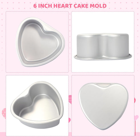 Heart Shaped Cake Pan 6 Inch Aluminum Cake Pans Heart Cake Tin Baking Cake Mold for Valentine's Day Weddings Birthday Party by Gvhntk