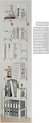 6 FIDUCIAL HOME Tiers Tall Narrow Bookshelf Book Shelf Skinny White Bookcase Thin Slim Book Rack Storage Organizer Easy