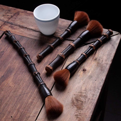 Bamboo Teapot Brush - Chinese Kungfu Tea Brush with Long Handle for Cleaning Teapot