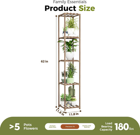 5 Bamworld Plant Stand Indoor Outdoor Tier Tall Large Wood Plant Shelf Multi Tier Flower Stands Garden Shelves Wooden