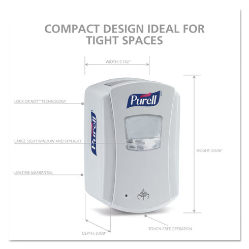 LTX-7 700 mL LTX-7 (Pack 1) 1320-04 PURELL Touch-Free Hand Sanitizer Dispenser, White, for PURELL Sanitizer Refills