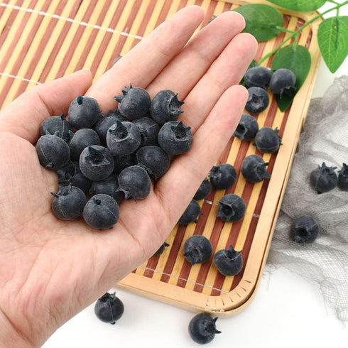 50Pcs Artificial Blueberry, Fake Blueberry Lifelike Blueberries Simulation Blue Berries Fake Fruit for DIY Craft Home