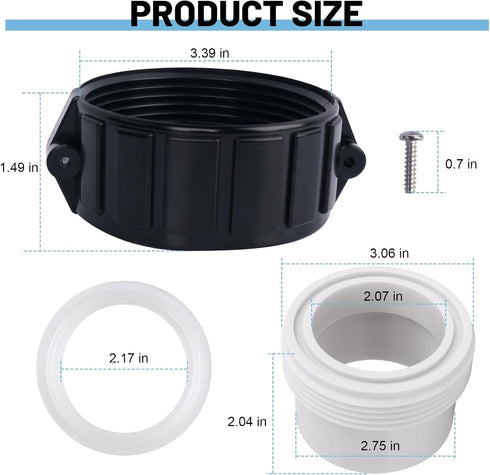XT Hot Tub Heater Split Nut Union & Heater Tailpiece, 2" Inch Heater Adopter