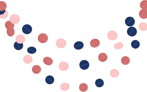 Navy-Blue Pink Rose-Gold Gender-Reveal Decorations, 52FT Party Streamers Garland Backdrop Banner Decor for Baby Shower,