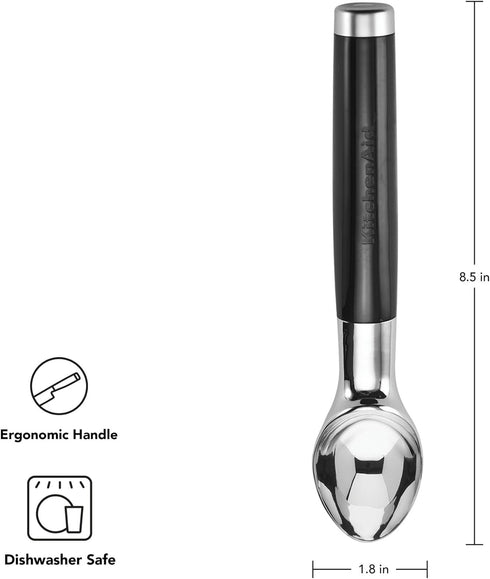 8.6 inches, KitchenAid Classic Ice Cream Scoop, Black