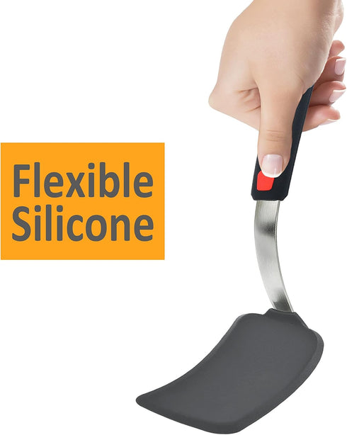 2-Pack Flexible Silicone Spatula Turner, 600 F Heat Resistant for Nonstick Cookware, Kitchen Utensil Set
