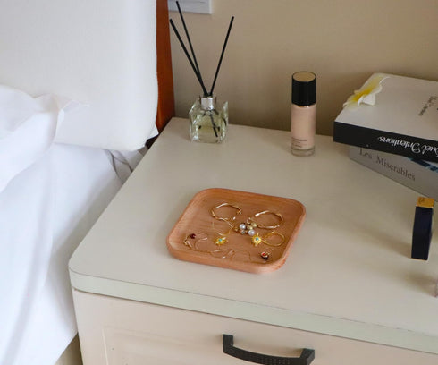 5.9 Inch Countertop Small Square Wooden Tray Decorative Tray for Coffee Table, Ottoman, Serving Food, Snacks, or as Cup